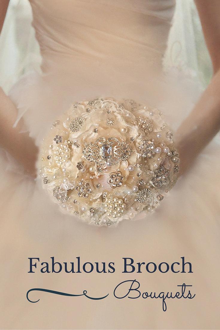 زفاف - Brooch Bouquet, Blush Ivory Champagne Brooch Bouquet. Wedding Bouquet, Bridal Bouquet., Deposit, Full Price 325.00