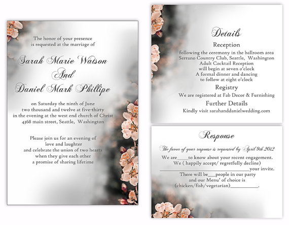 Hochzeit - DIY Wedding Invitation Template Editable Word File Download Printable Invitation Orange Invitation Flower Invitation Peach Invitation