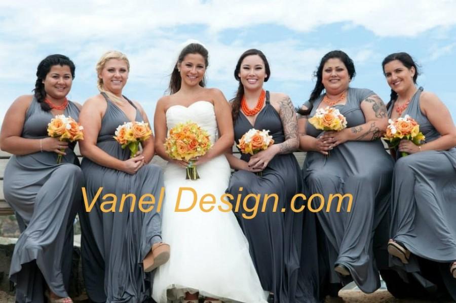 Hochzeit - Infinity Convertible Long Short Dress Gray Formal Convertible Bridesmaid Maxi Wrap Dress