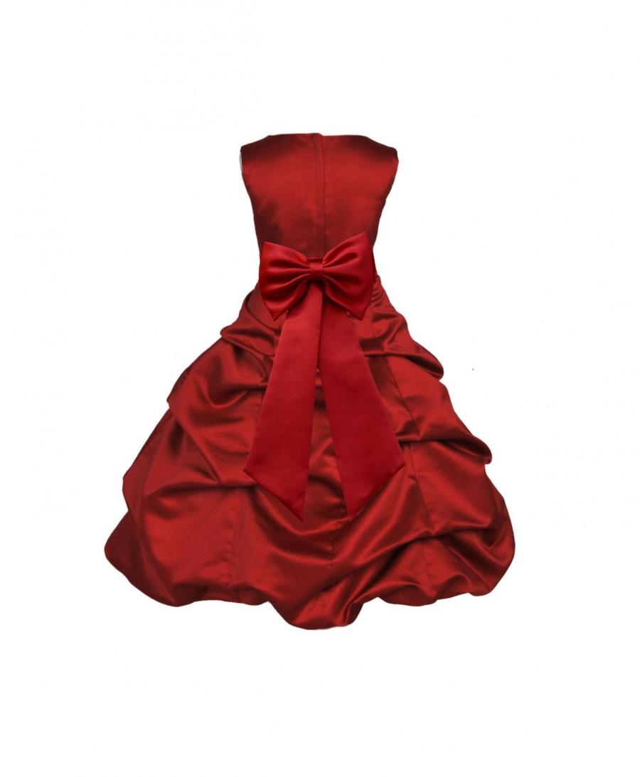 Mariage - Apple Red Flower Girl Dress tiebow sash pageant wedding bridal recital children bridesmaid toddler childs 37 sizes 2 4 6 8 10 12 14 16 #808