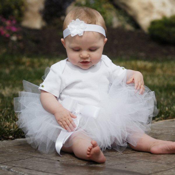 زفاف - Flower Girl Dress Tutu White Baby Tutu Birthday Tutus for Baby Girls Infants Tutu Birthday Tutus Girls First Birthday Outfit Baby Headband