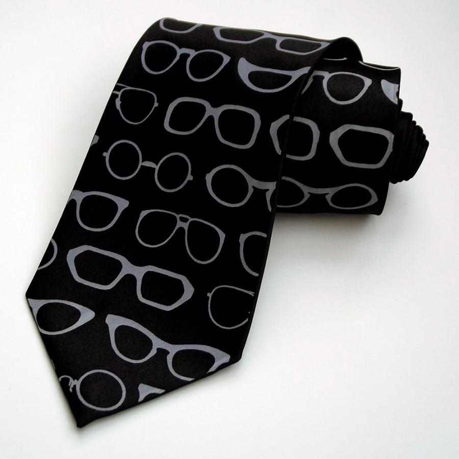 Hochzeit - Men's Necktie - Spectacles Tie - Screen Printed Quality Tie - Choose your color(s) and quantity