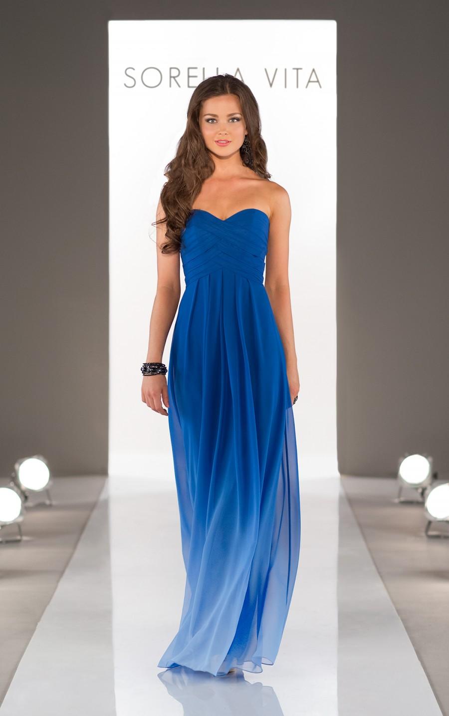Hochzeit - Sorella Vita Blue Ombre Bridesmaid Dress Style 8405OM