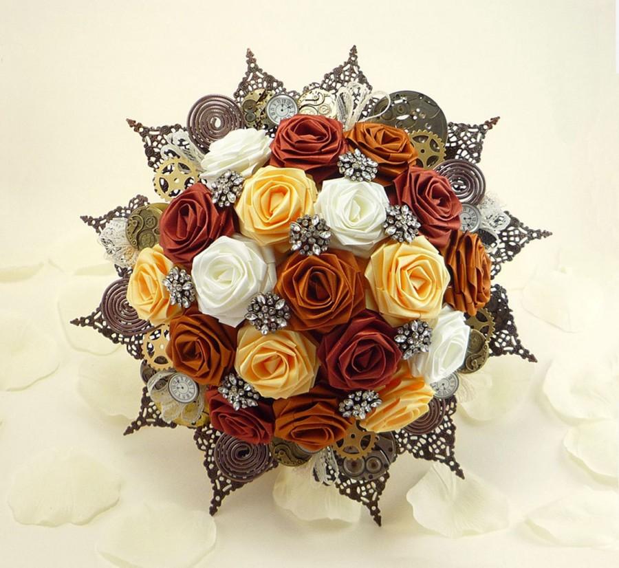 Свадьба - Steampunk Noir Wedding Origami Bridal Bouquet - Rustic Victorian Time Travel Inspired Bouquet, Wedding Bouquet, Vintage Wedding