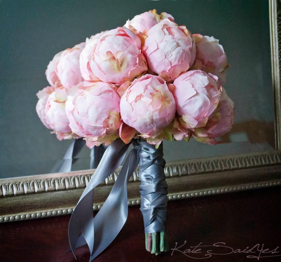 Свадьба - Blush Pink Peony Bud Wedding Bouquet - Peony Wedding Bouquet