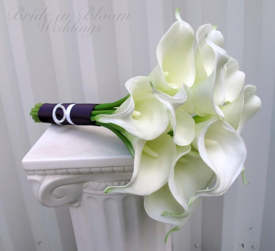 Mariage - Calla lily Wedding bouquet white real touch bridal bouquet