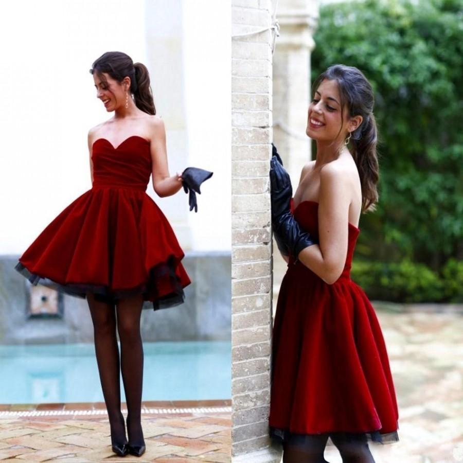 زفاف - 2016 Burgundy Little Short Cocktail Dresses Sweetheart Backless Arabic Prom Party Dresses Plus Size Evening Celebrity Gowns BA0593 Online with $88.7/Piece on Hjklp88's Store 