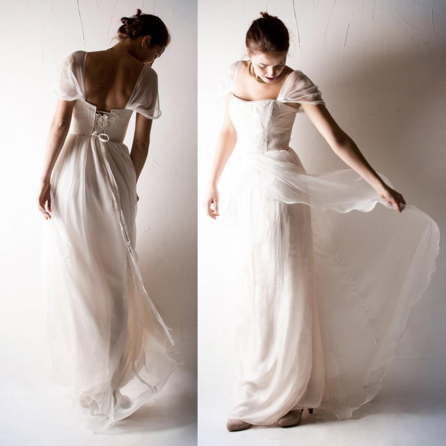 Hochzeit - Bohemian Wedding dress, Romantic wedding dress, Boho wedding dress, Lace wedding dress, Alternative wedding dress, Chiffon wedding dress