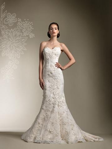 Mariage - Elegant Lace Sweetheart Trumpet Wedding Dress with Long Sleeve Jacket