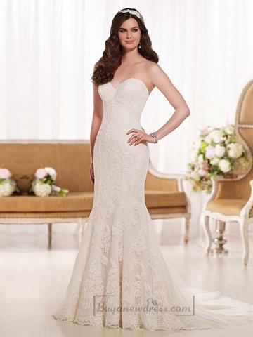 Hochzeit - Elegant Fit and Flare Sweetheart Lace Wedding Dresses