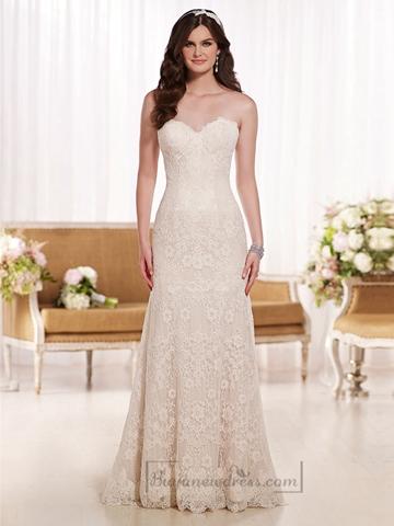 Hochzeit - Scalloped Sweetheart A-line Lace Wedding Dresses