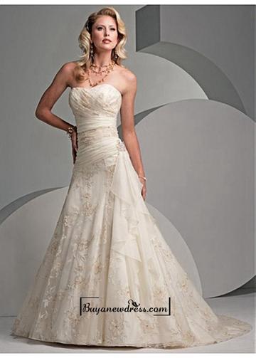 Hochzeit - Beautiful Elegant Exquisite A-line Strapless Wedding Dress In Great Handwork
