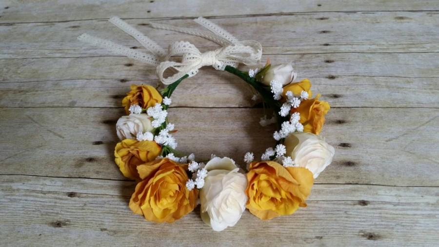 Wedding - Fall Flower Crown * Mustard, Cream, and Baby's Breath Flower Crown for Toddlers, Girls, and Women