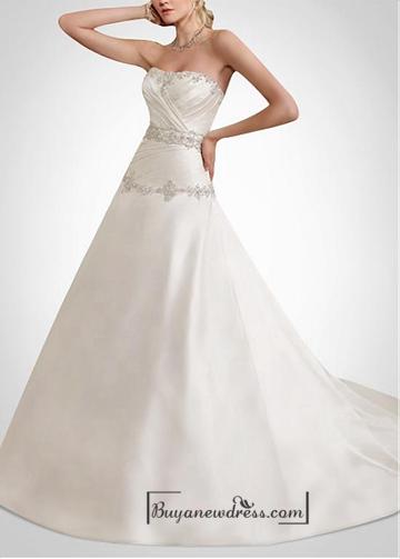 Hochzeit - Beautiful Satin Strapless A-line Wedding Dress