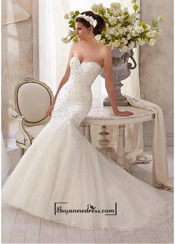 Hochzeit - Alluring Tulle Sweetheart Neckline Natural Waistline Mermaid Wedding Dress