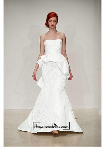 Wedding - Alluring Taffeta & Satin Strapless Neckline Natural Waistline A-line Wedding Dress