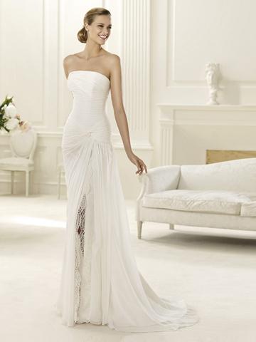 Mariage - 2014 Charming Flattered Strapless Draped Wedding Dress with Split Skirt
