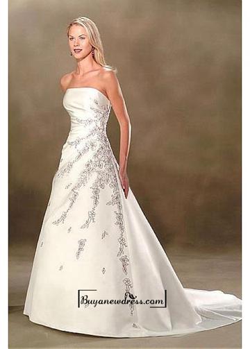 Wedding - Beautiful Elegant Exquisite Satin Strapless Wedding Dress In Great Handwork