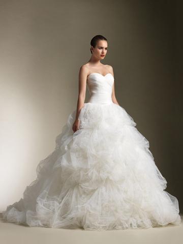 Hochzeit - Drop Waist Full Tulle Pick Up Skirt Wedding Dress Wit Strapless Sweetheart Ruched Tulle Bodice