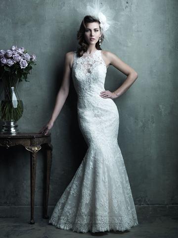 Hochzeit - Gorgeous Sheer Illusion Neckline & Back Mermaid Lace Wedding Dress