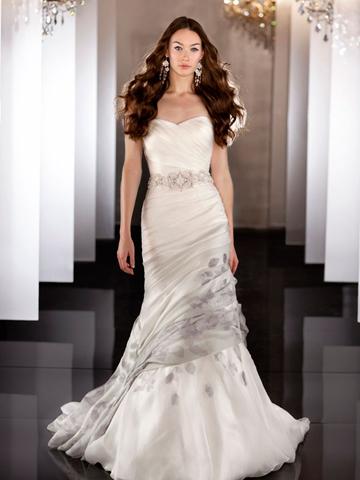 Wedding - Silk Organza Fit Flare Sweetheart Asymmetrical Ruched Wedding Dress