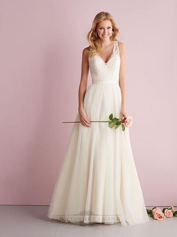 Mariage - Straps A-line V-neck Wedding Dress with Illusion Back