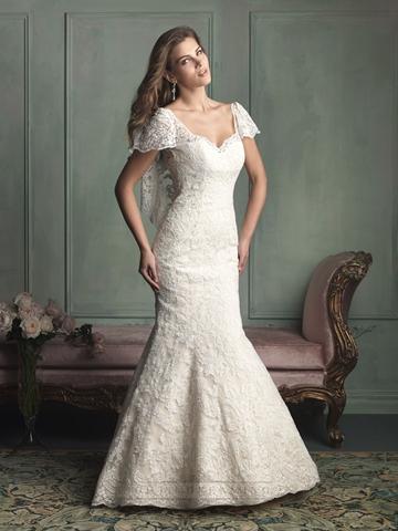 Свадьба - Unique Short Butterfly Sleeves Mermaid Wedding Dress with V-back