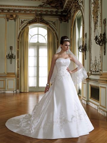 زفاف - Strapless Crystal Organza Full A-line Formal Bridal Gown