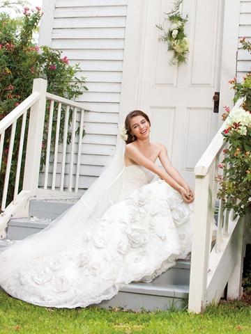 Wedding - Ivory Embroidered Lace Strapless Unique Wedding Dress with Rolled Flowers