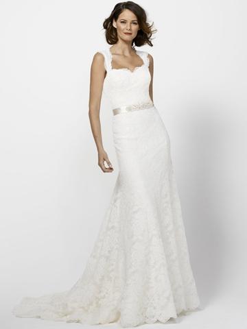 Hochzeit - Ivory Lace Unusual Wedding Dress with Fit and Flare Skirt