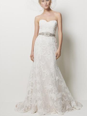 Свадьба - Ivory Embroidered Lace Strapless Fairytale Sweetheart Floor-length Wedding Dress