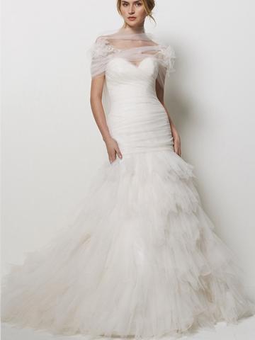 زفاف - Tulle Strapless Gorgeous Wedding Dress with Tiered Ruffled Skirt