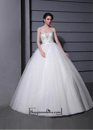 Wedding - Alluring Tulle&Satin Ball gown Sweetheart Neckline Raised Waistline Wedding Dress