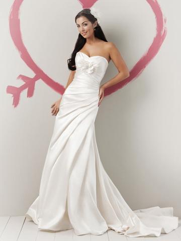 Mariage - Funky Rose Satin Strapless Sweetheart Neck A-line Summer Wedding Dress