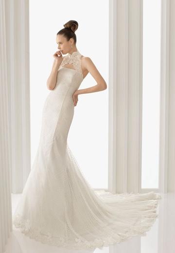 Свадьба - Tulle and Lace High Collar Mermaid Elegant Wedding Dress