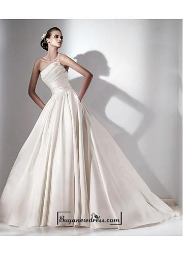 Mariage - Beautiful A-line Satin Natural Waistline Strapless Wedding Dress