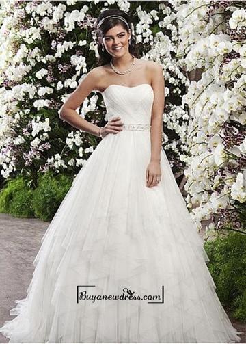 Mariage - Attractive Tulle & Satin A-line Sweetheart Natural Waist Wedding Dress