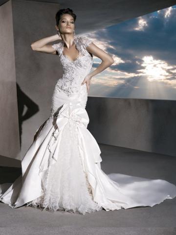 زفاف - Perfect Fit and Flare Strapless Taffeta Wedding Dress with Bolero Jacket