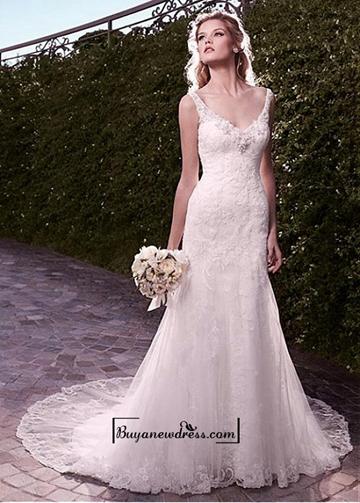 Mariage - Amazing Tulle & Satin Mermaid V-neck Neckline Wedding Dress With Appliques and Beadings