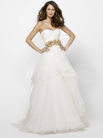 زفاف - Fairy Organza Strapless Wedding Dress with Draped Sweetheart Neck and Soft Layered Skirt