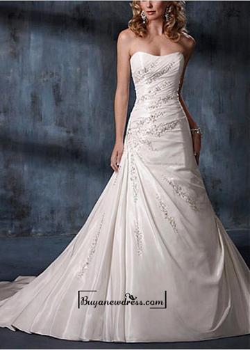 Mariage - A Stunning Taffeta Dropped Neckline A-line Wedding dress