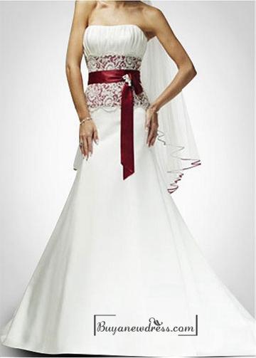 Mariage - Beautiful Elegant Satin & Lace Mermaid/trumpet Strapless Wedding Dress In Great Handwork