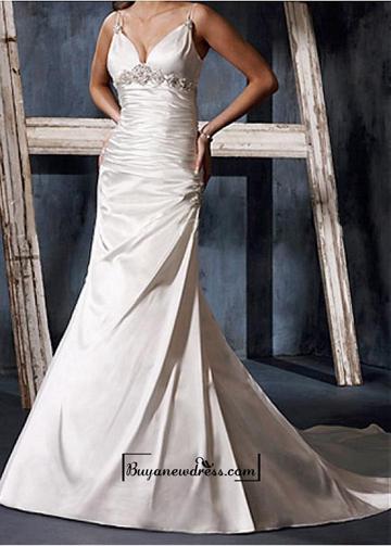Mariage - A Charming Stretch Satin Beaded Wedding Dress