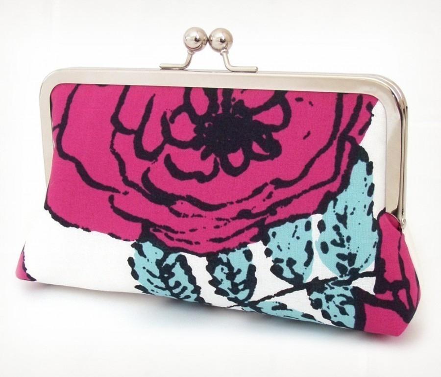 Wedding - SALE: Clutch purse, pink rose, flower bag, ROSA