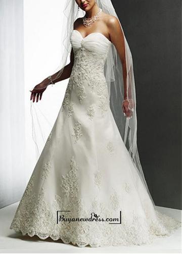 Свадьба - Beautiful Elegant Divine Tule Sweetheart Neck A-line Wedding Dress In Great Handwork