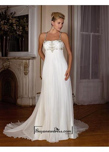 Hochzeit - Beautiful Elegant Exquisite Chiffon Wedding Dress In Great Handwork