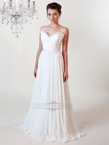 Hochzeit - Sheath Ruffled Sweetheart Wedding Dress with Draped Skirt