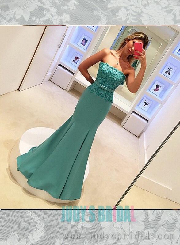 Mariage - PD16002 informal strapless mint green colored mermaid evening prom dress