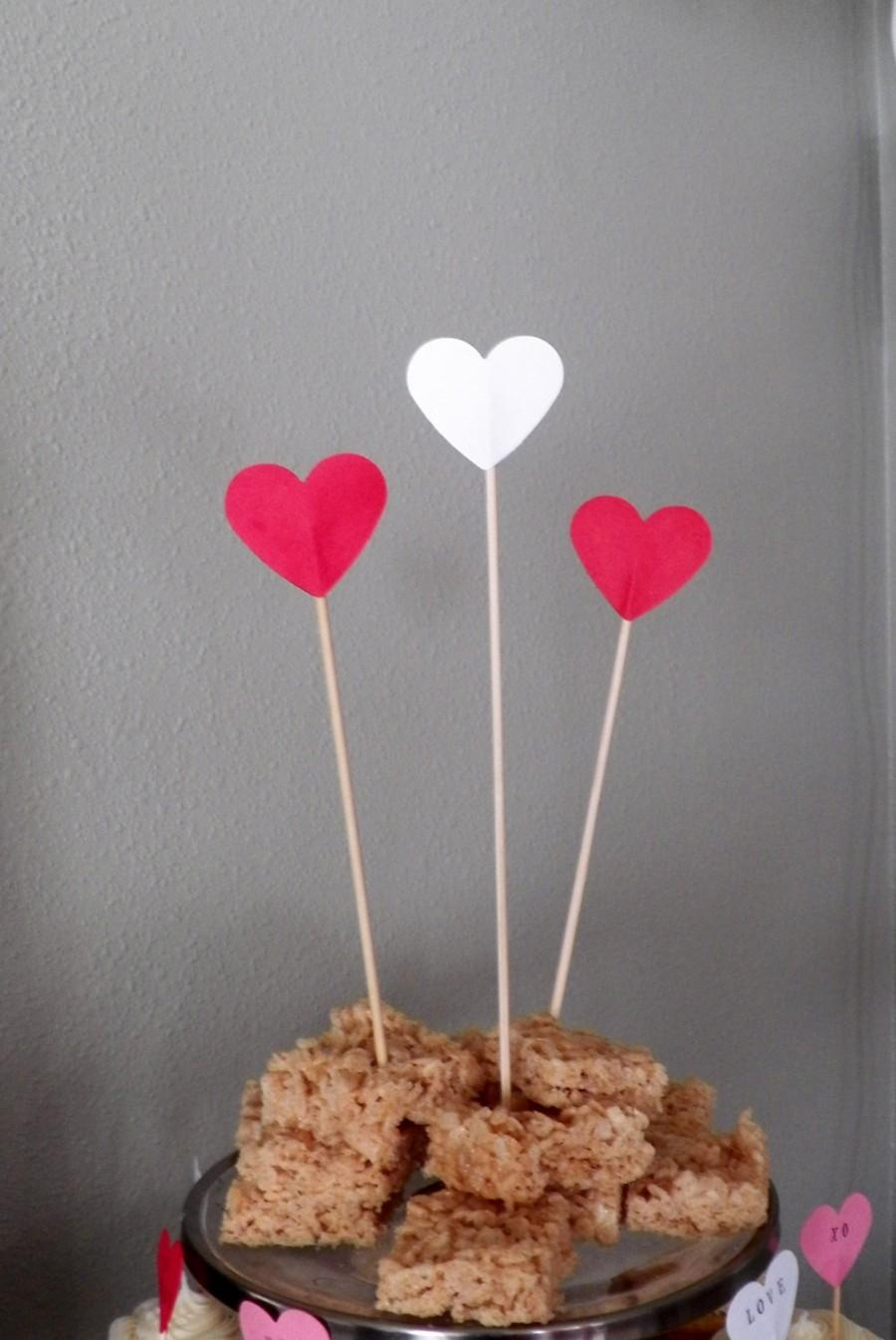 Mariage - Heart Dessert Topper - choose from white, pink, red, gold and silver