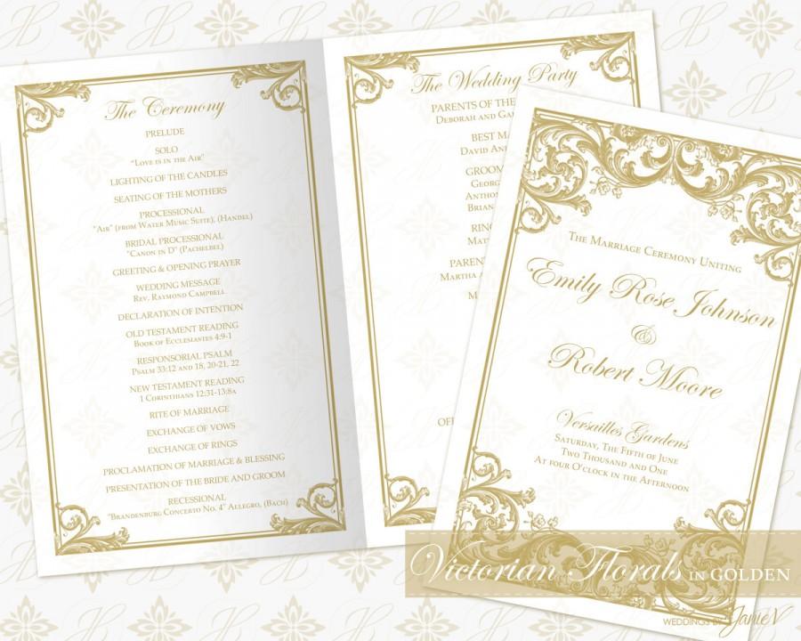 Свадьба - DIY Printable Wedding Ceremony Program Template 